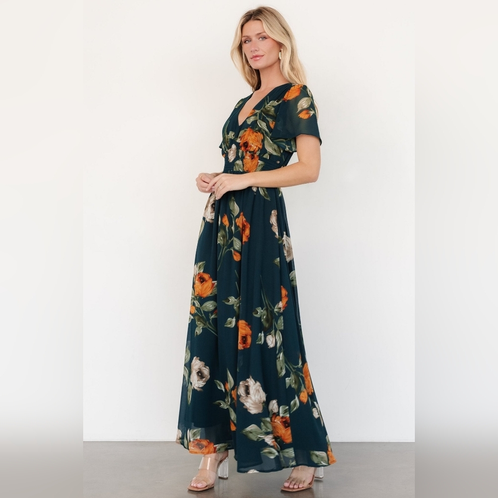 Baltic Born Dark Green Floral Maxi Dress